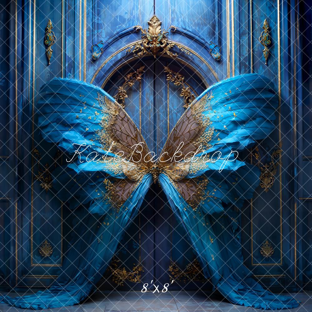 Kate Modern Blue Butterfly Door Backdrop Designed by Chain Photography