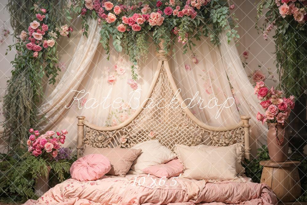 Kate Spring Flowers Curtain Bed Backdrop Designed by Emetselch