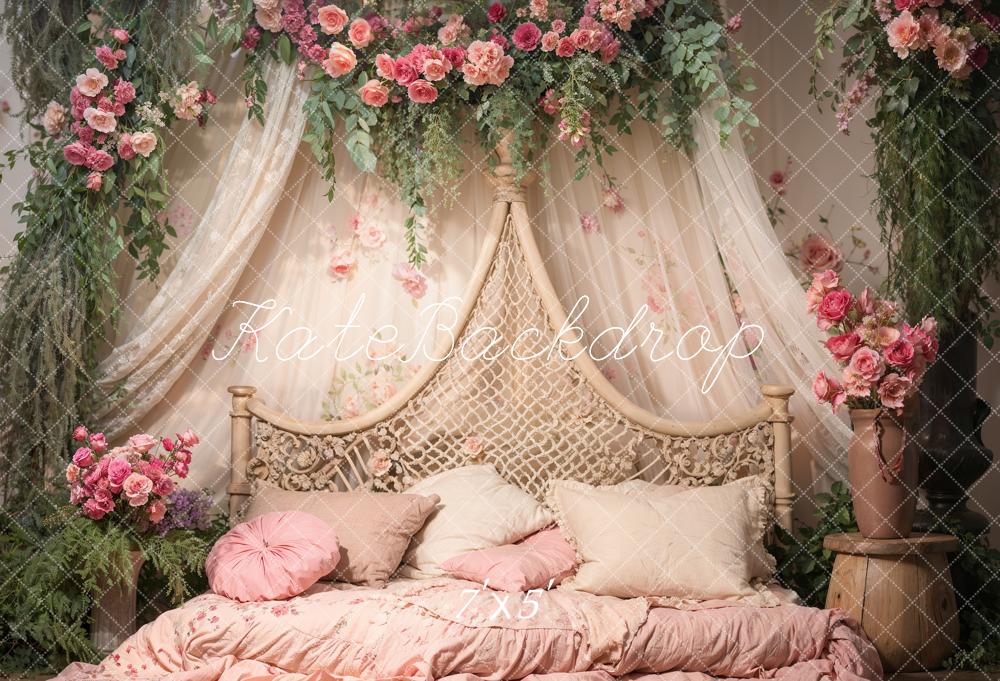 Kate Spring Flowers Curtain Bed Backdrop Designed by Emetselch