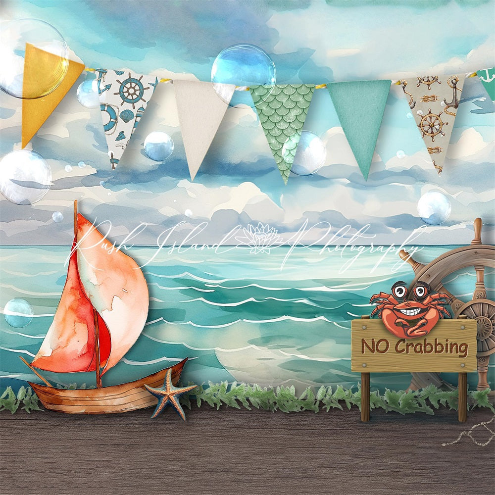 Kate Seascape Crab Backdrop Designed by Laura Bybee