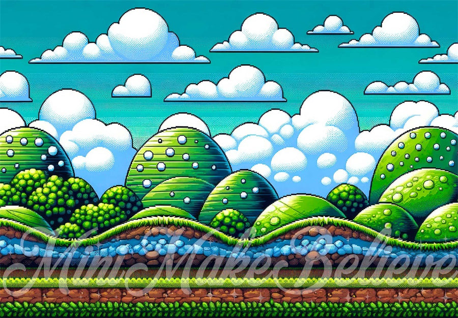 Vibrant Cartoon Landscape Fantasy Backdrop