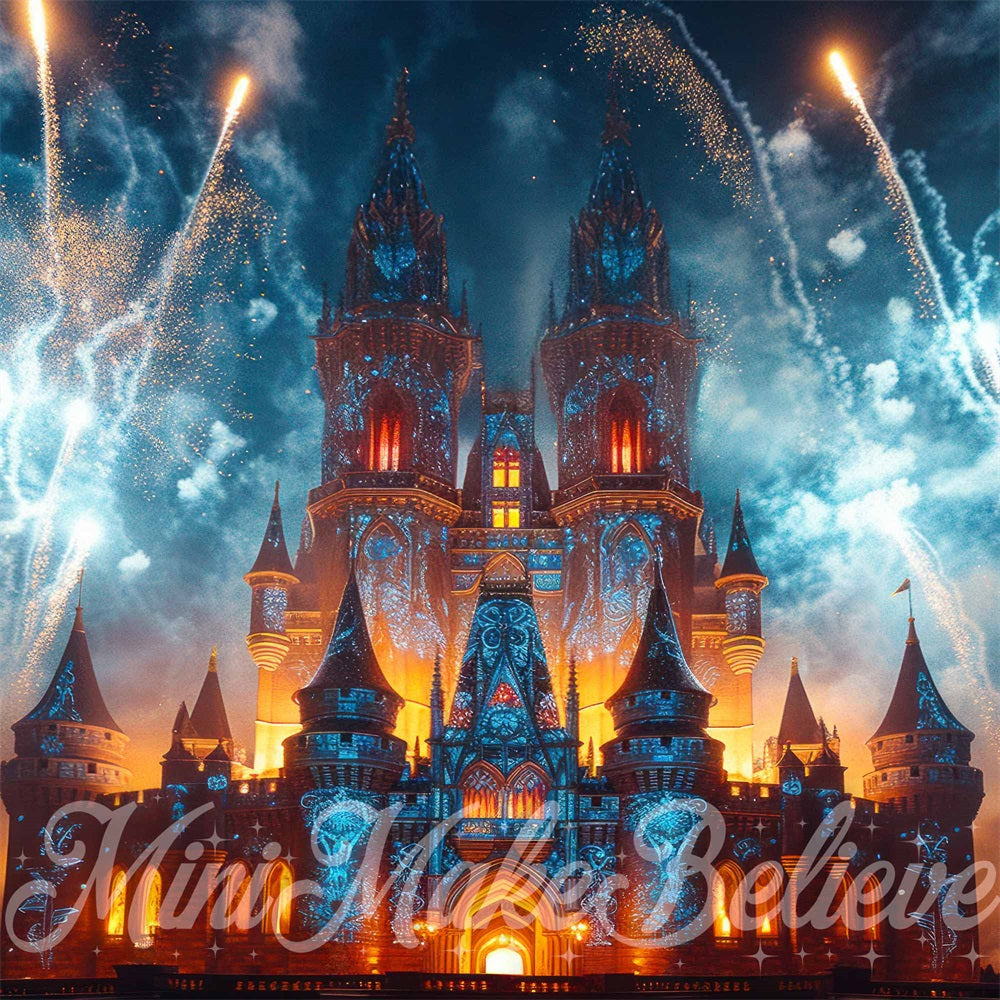 Kate Castle Fireworks Laser Lights Night Backdrop Designed by Mini MakeBelieve