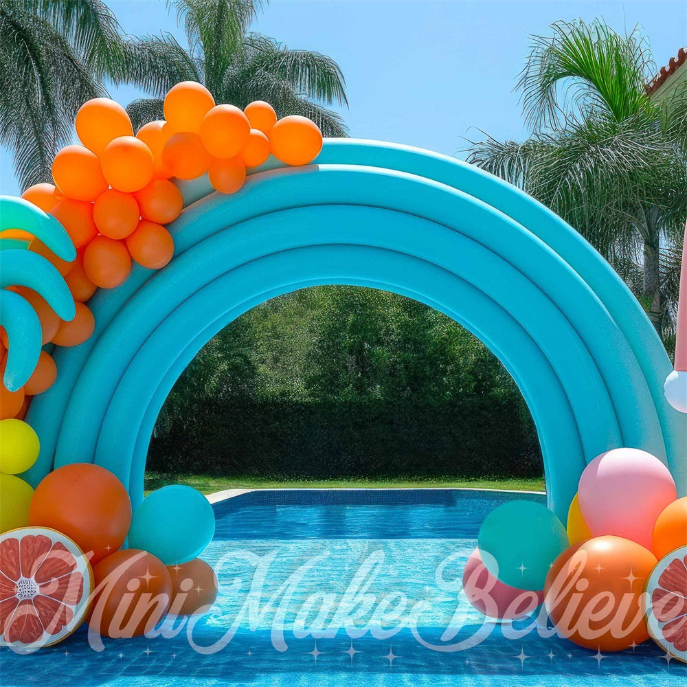 Kate Summer Pool Balloon Arch Backdrop Designed by Mini MakeBelieve