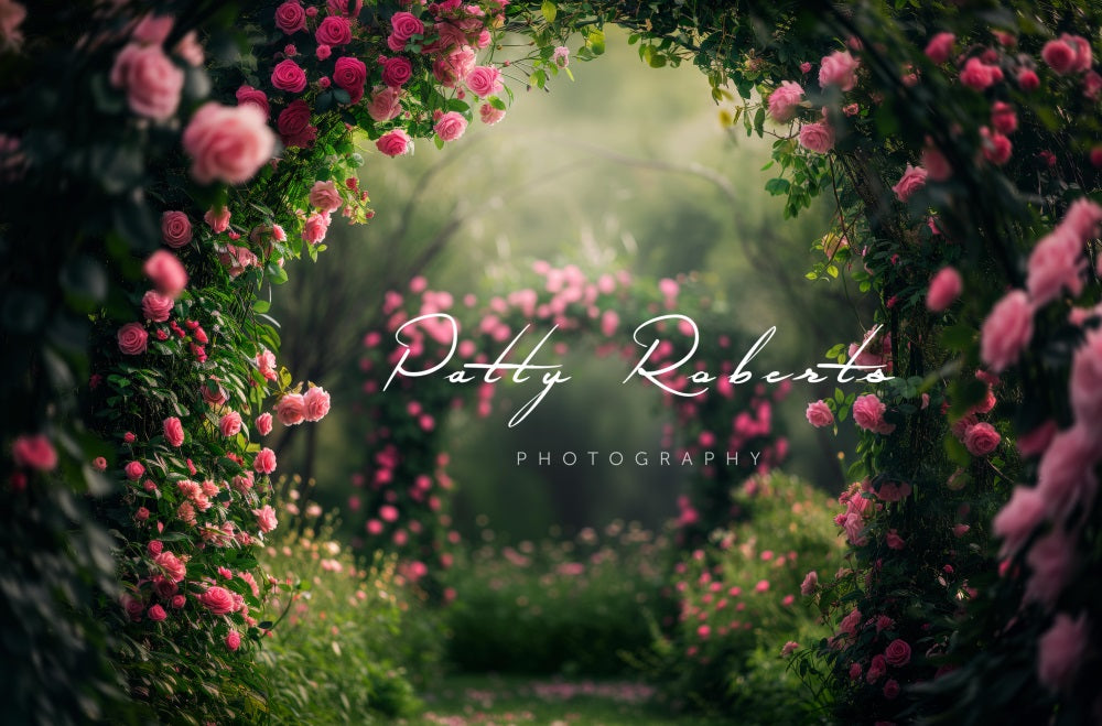 Kate Spring Pink Roses Garden Arch Backdrop Designed by Patty Robert