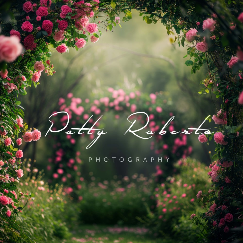 Kate Spring Pink Roses Garden Arch Backdrop Designed by Patty Robert