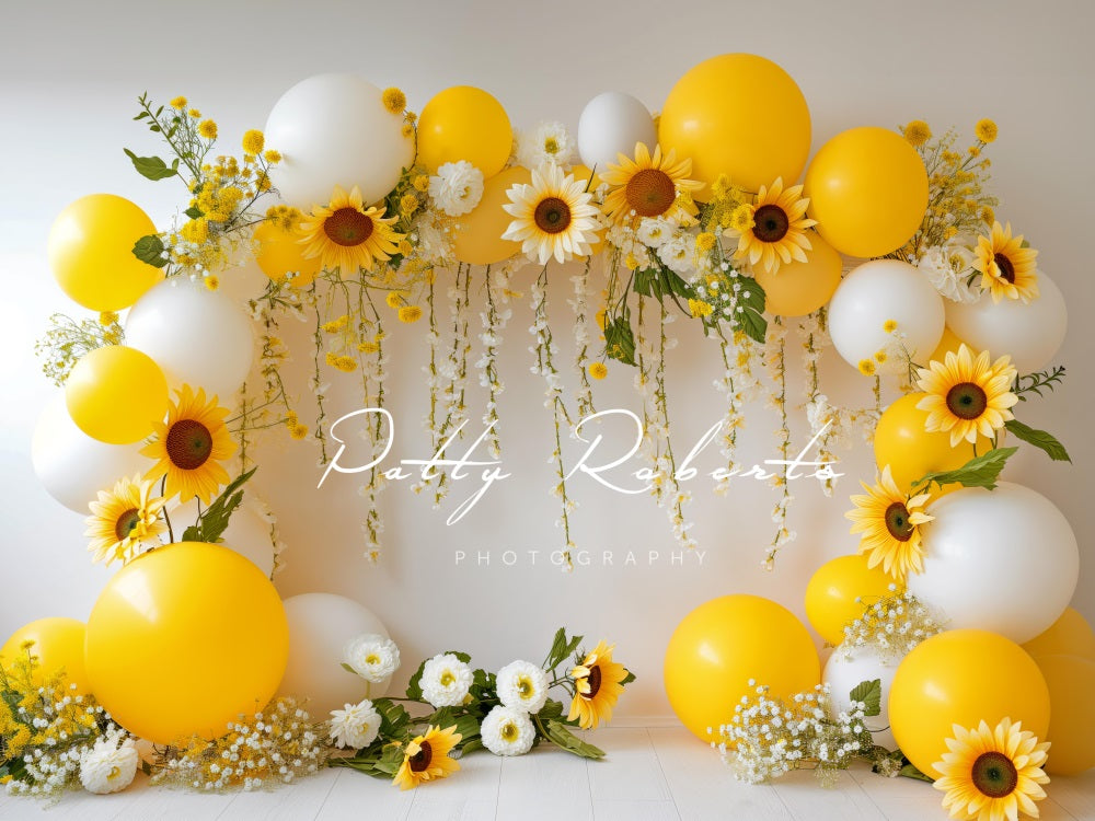 Kate Sunflowers and Balloons Garland Backdrop Designed by Patty Robert