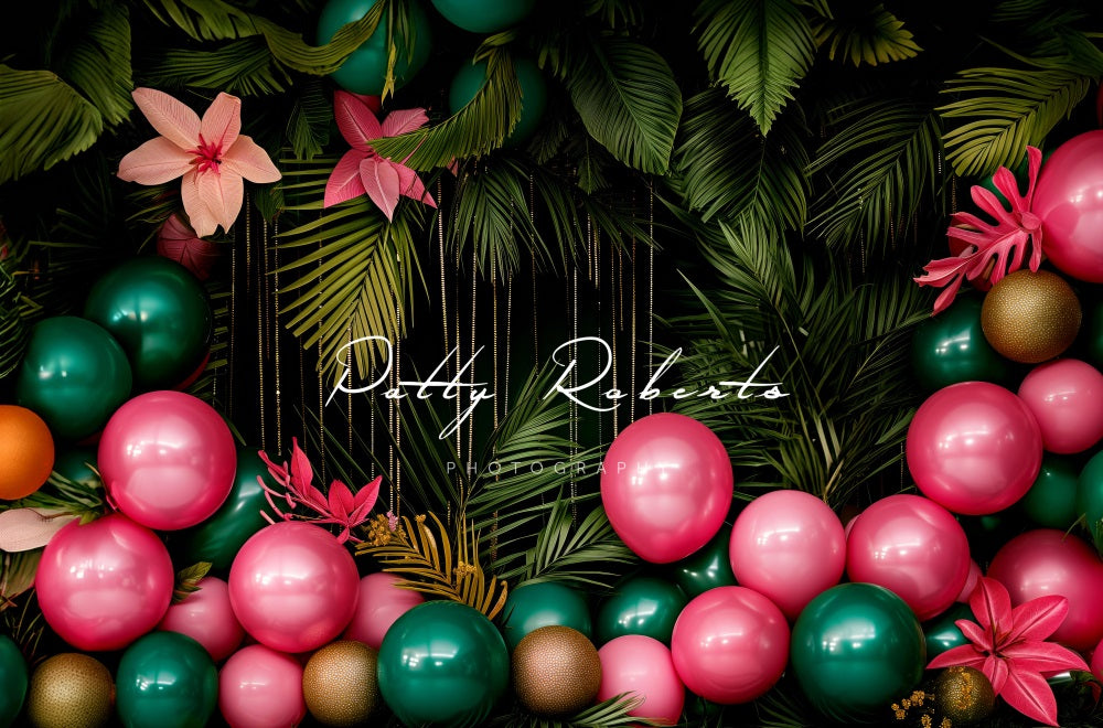 Kate Tropical Balloons and Flowers Backdrop Designed by Patty Robert