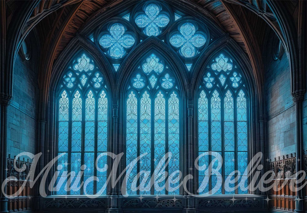 Kate Dark Blue Gothic Church Backdrop Designed by Mini MakeBelieve