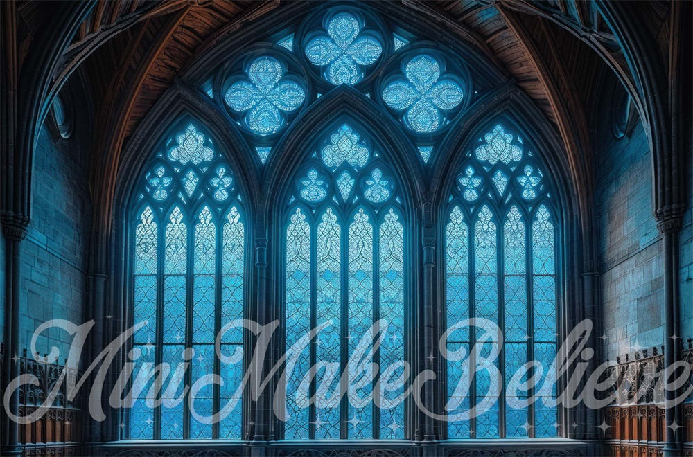 Kate Dark Blue Gothic Church Backdrop Designed by Mini MakeBelieve