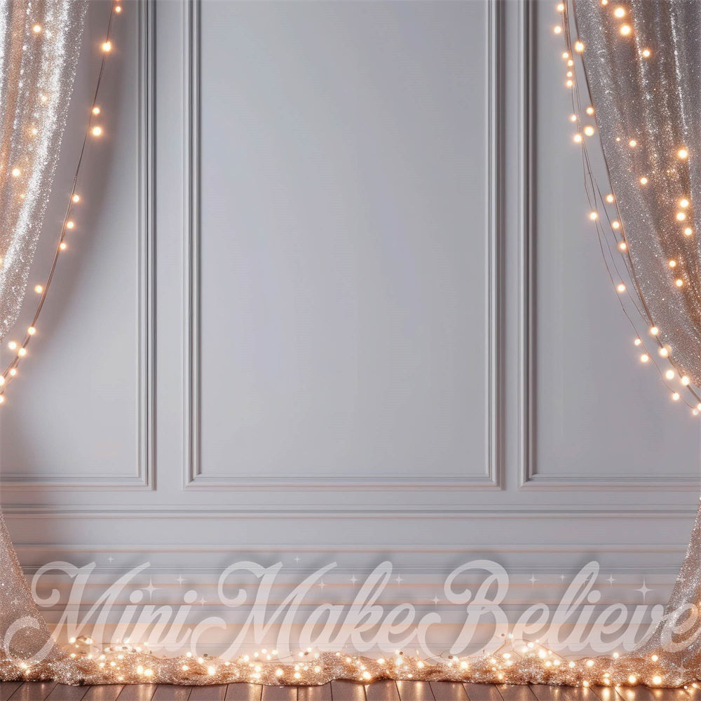Kate Indoor Glitter Curtains White Wall Backdrop Designed by Mini MakeBelieve