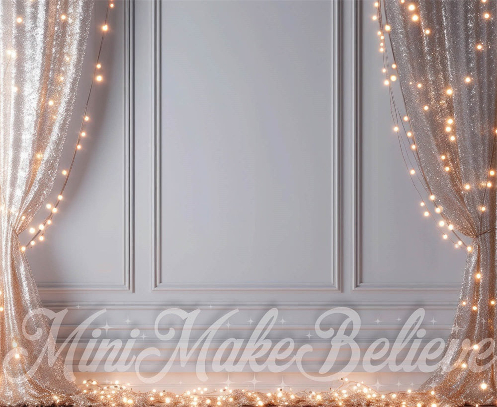 Kate Indoor Glitter Curtains White Wall Backdrop Designed by Mini MakeBelieve
