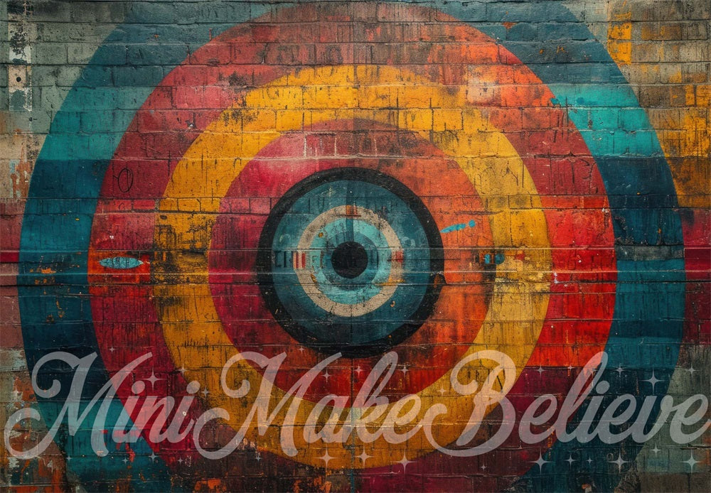 Kate Dark Brick Wall Colourful Target Backdrop Designed by Mini MakeBe