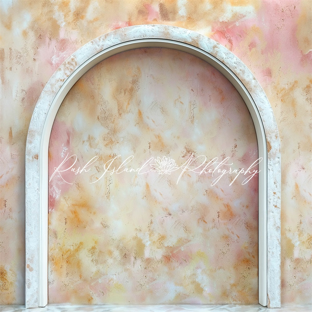 Kate Abstract Pink Marble Arched Wall Backdrop Designed by Laura Bybee
