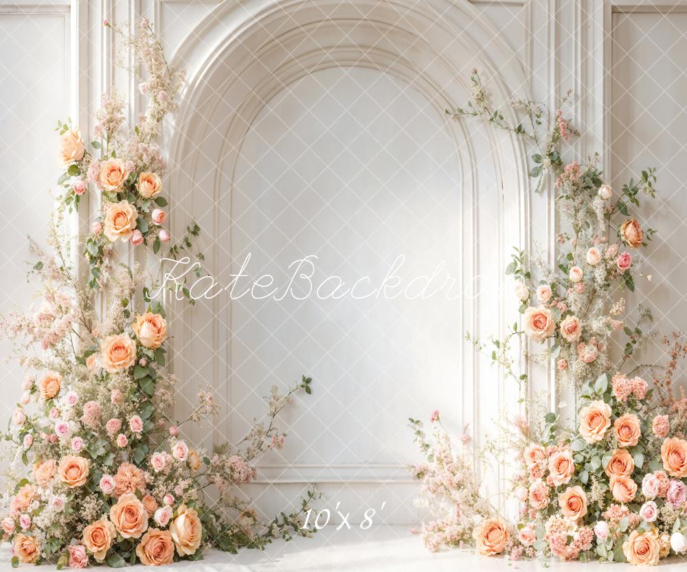 Kate Spring Wedding Flowers White Arch Wall Backdrop Designed by Emetselch