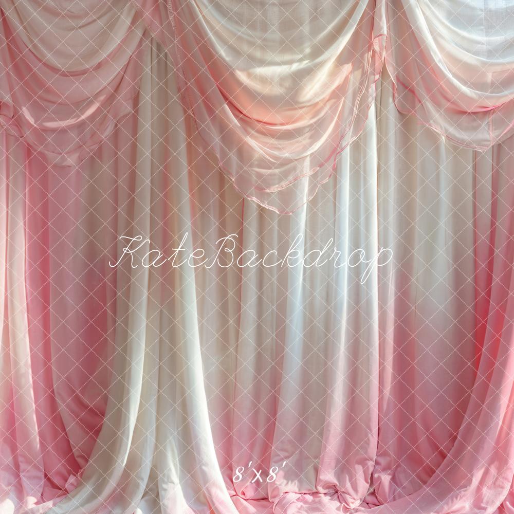 Kate Pink and White Gradient Curtain Backdrop Designed by Emetselch