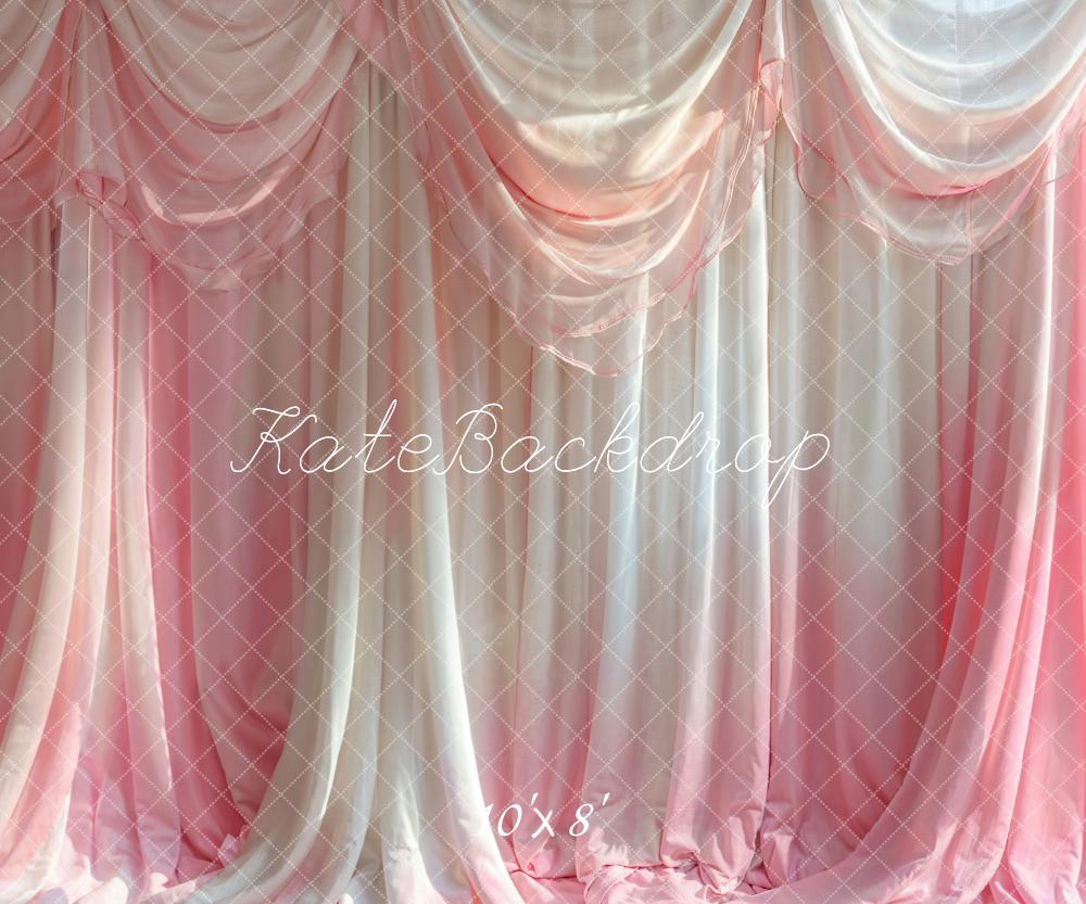 Kate Pink and White Gradient Curtain Backdrop Designed by Emetselch