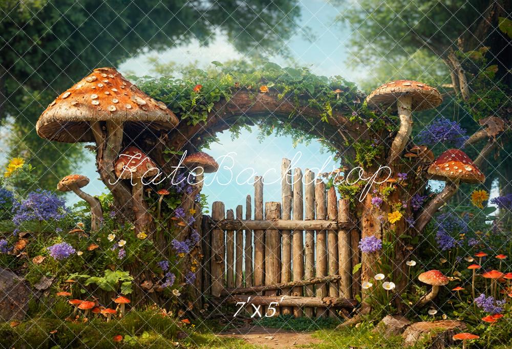 Kate Spring Fairytale Wooden Arch Mushroom  Backdrop Designed by Chain Photography