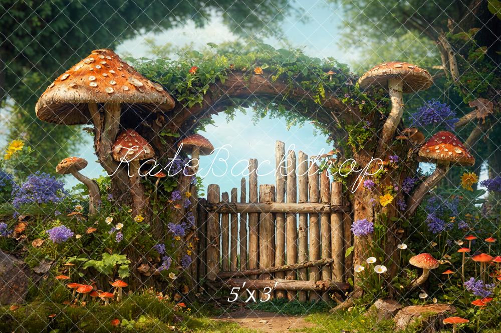 Kate Spring Fairytale Wooden Arch Mushroom  Backdrop Designed by Chain Photography
