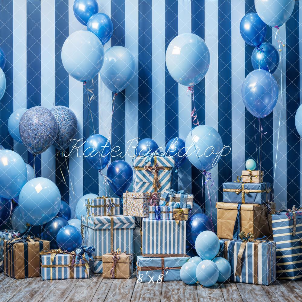 Blauwe ballonnen cadeau Taart Smash achtergrond ontworpen door Emetselch