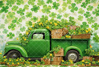 Kate St. Patrick’s Day Clover Green Truck Printed Backdrop Designed by Chain Photography