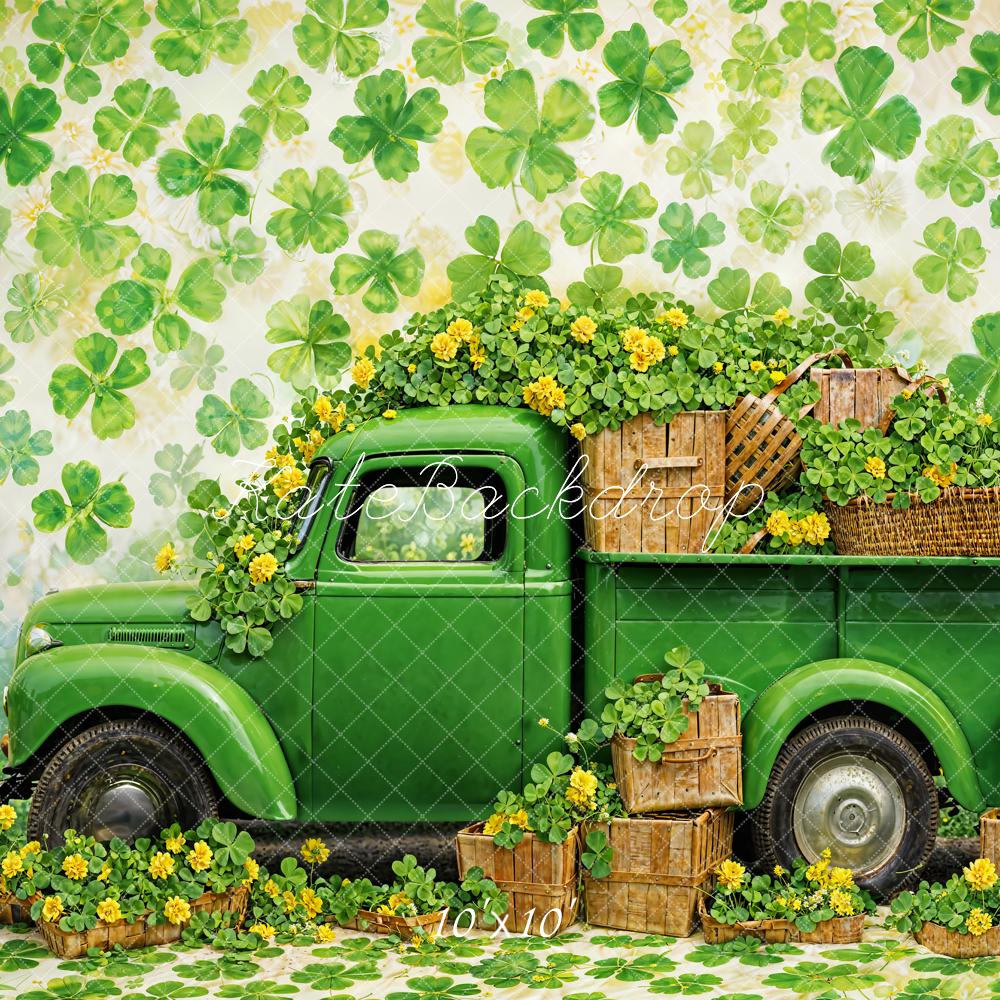 Kate St. Patrick’s Day Clover Green Truck Backdrop Designed by Chain Photography