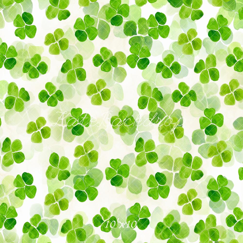 Kate St. Patrick's Day Light Green Clover Floor Backdrop Designed by Kate Image