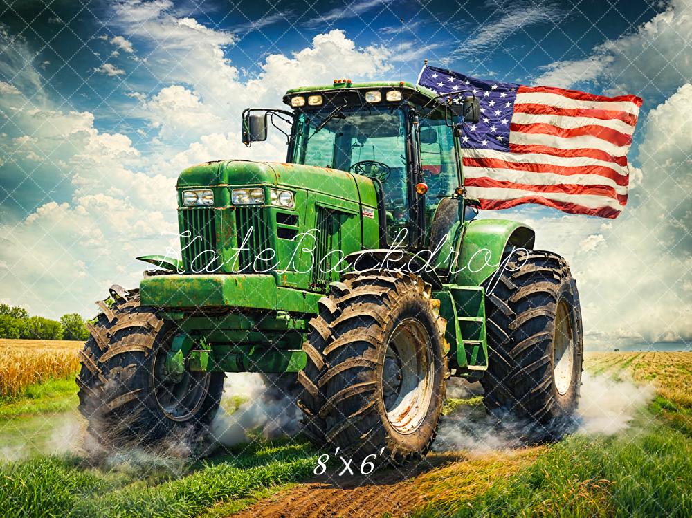 Kate American Independence Day Green Monster Truck Backdrop Designed by Chain Photography