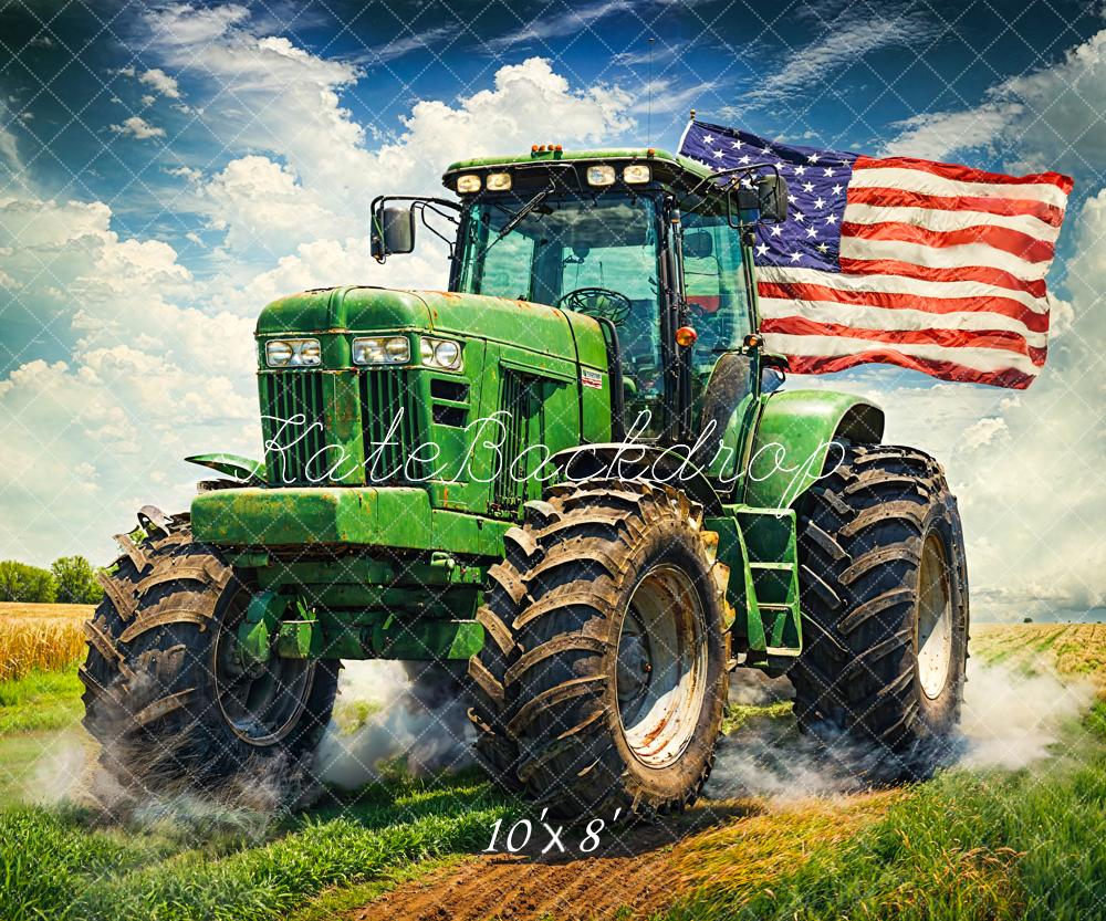 Kate American Independence Day Green Monster Truck Backdrop Designed by Chain Photography