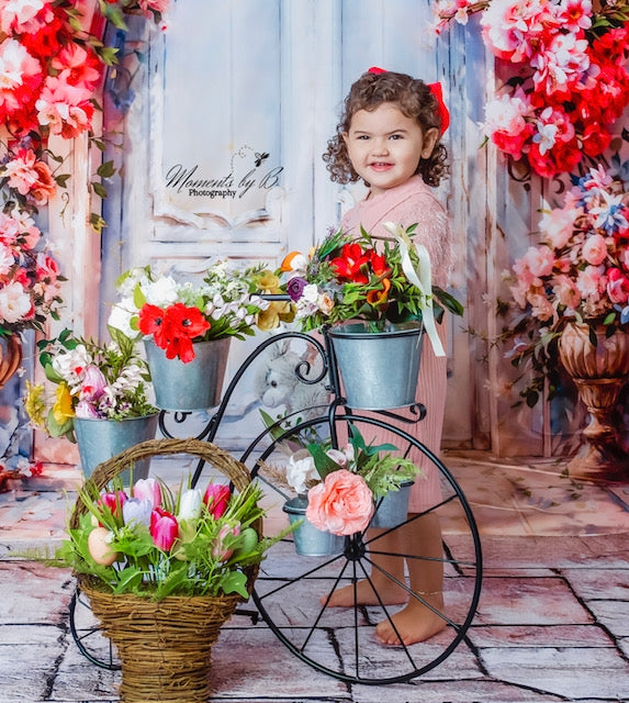 Kate Spring Fantasy Pink Flower Wall Arched Door Backdrop Designed by GQ