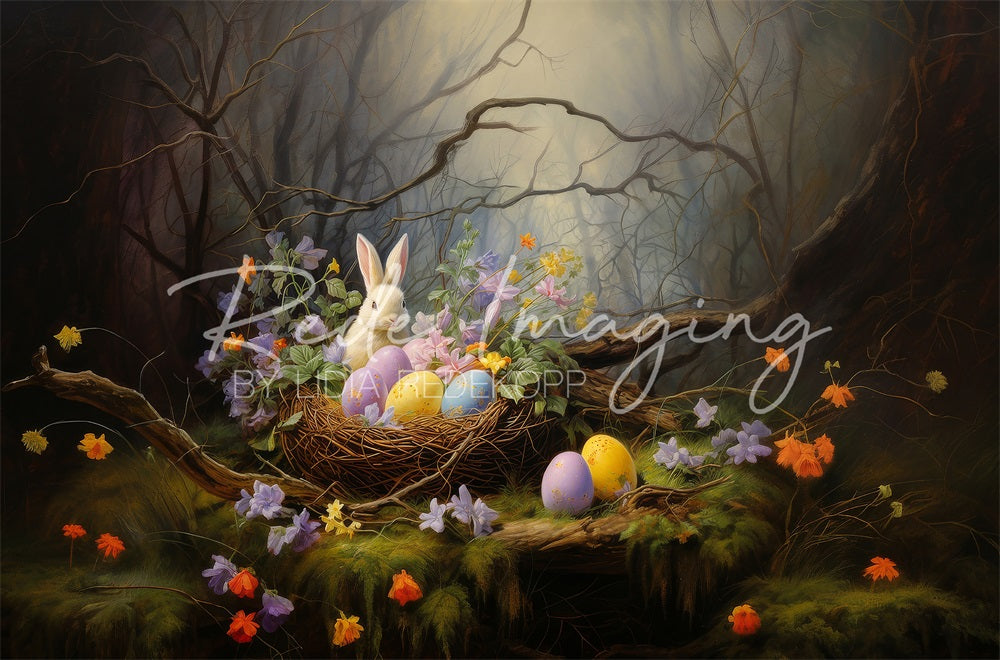 Kate Easter Eggs Bunny Nest Flower Forest Backdrop Designed by Lidia Redekopp