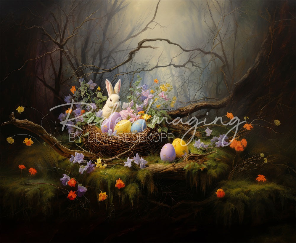 Kate Easter Eggs Bunny Nest Flower Forest Backdrop Designed by Lidia Redekopp