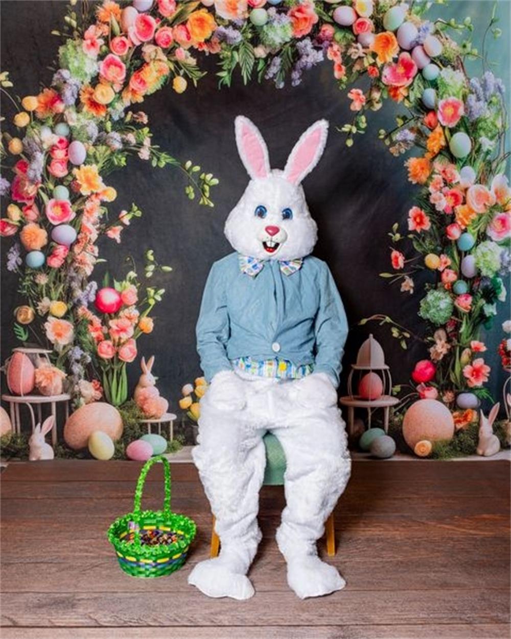 Kate Easter Eggs Bunny Colorful Flowers Arch Backdrop Designed by Lidia Redekopp