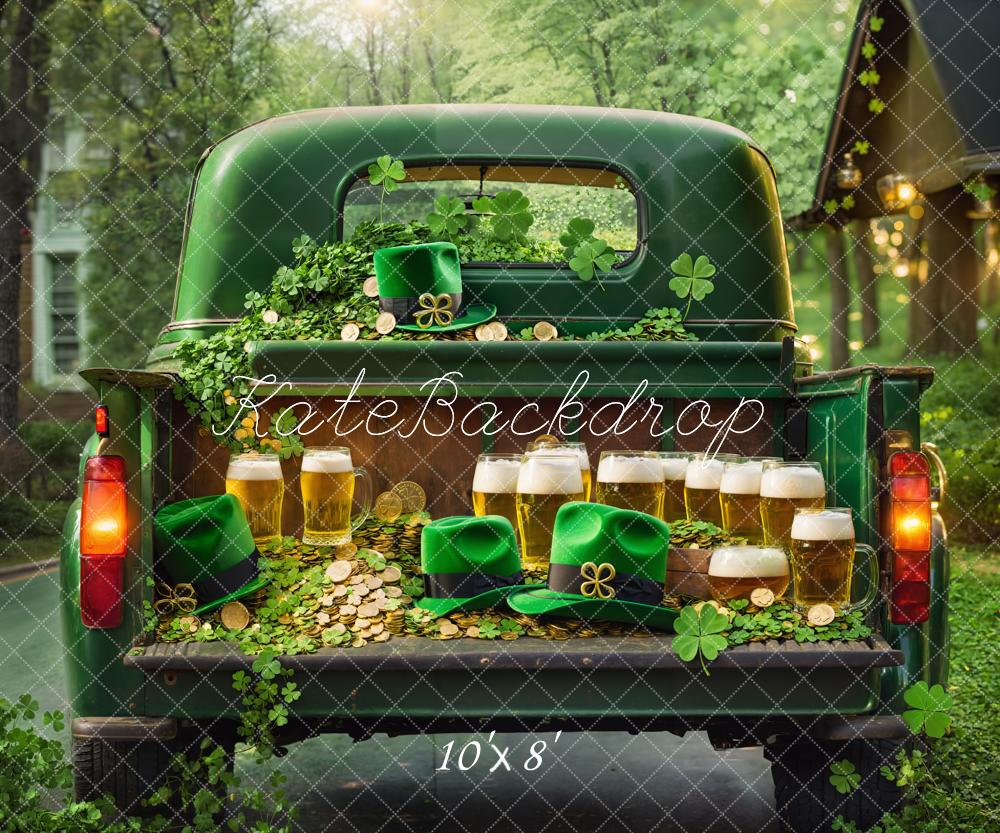Kate St. Patrick's Day Clover Hat Beer Green Truck Backdrop Designed by Emetselch