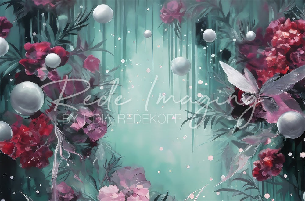 Kate Dark Green Mystical Floral Backdrop Designed by Lidia Redekopp
