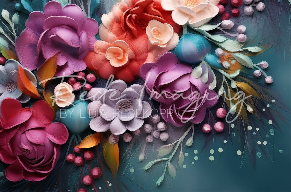 Kate Abstract Art Silk Colorful Flowers Backdrop Designed by Lidia Redekopp