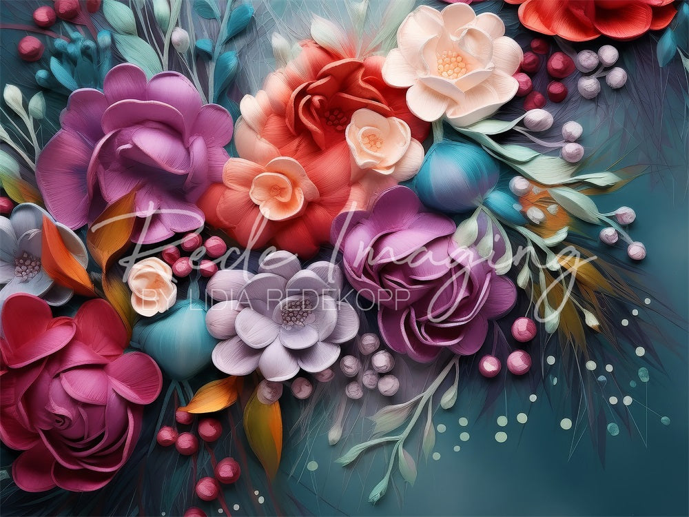 Kate Abstract Art Silk Colorful Flowers Backdrop Designed by Lidia Redekopp