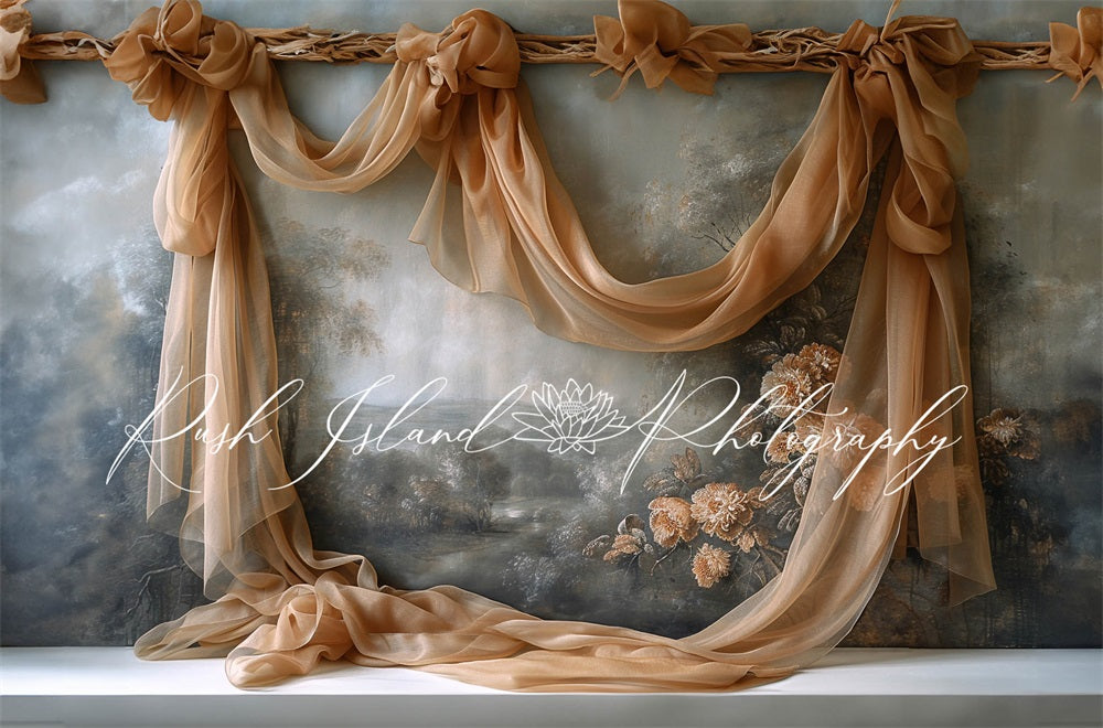 Kate Abstract Sandy Brown Curtain Fine Art Backdrop Designed by Laura Bybee