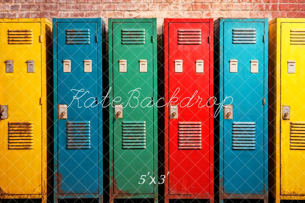 Kate Colorful School Gym Lockers Backdrop Designed by Emetselch