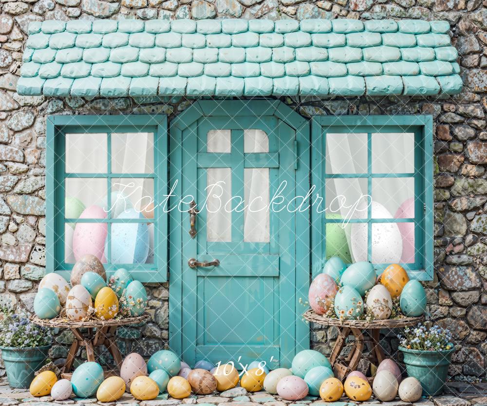 Kate Easter Egg Abstract Green Room Stone Wall Backdrop Designed by Emetselch