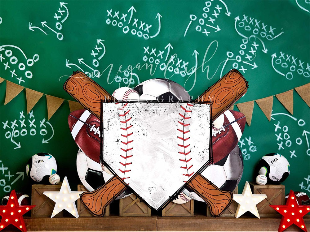 Kate All-Star Sports Strategy Chalkboard Backdrop Designed by Megan Leigh Photography