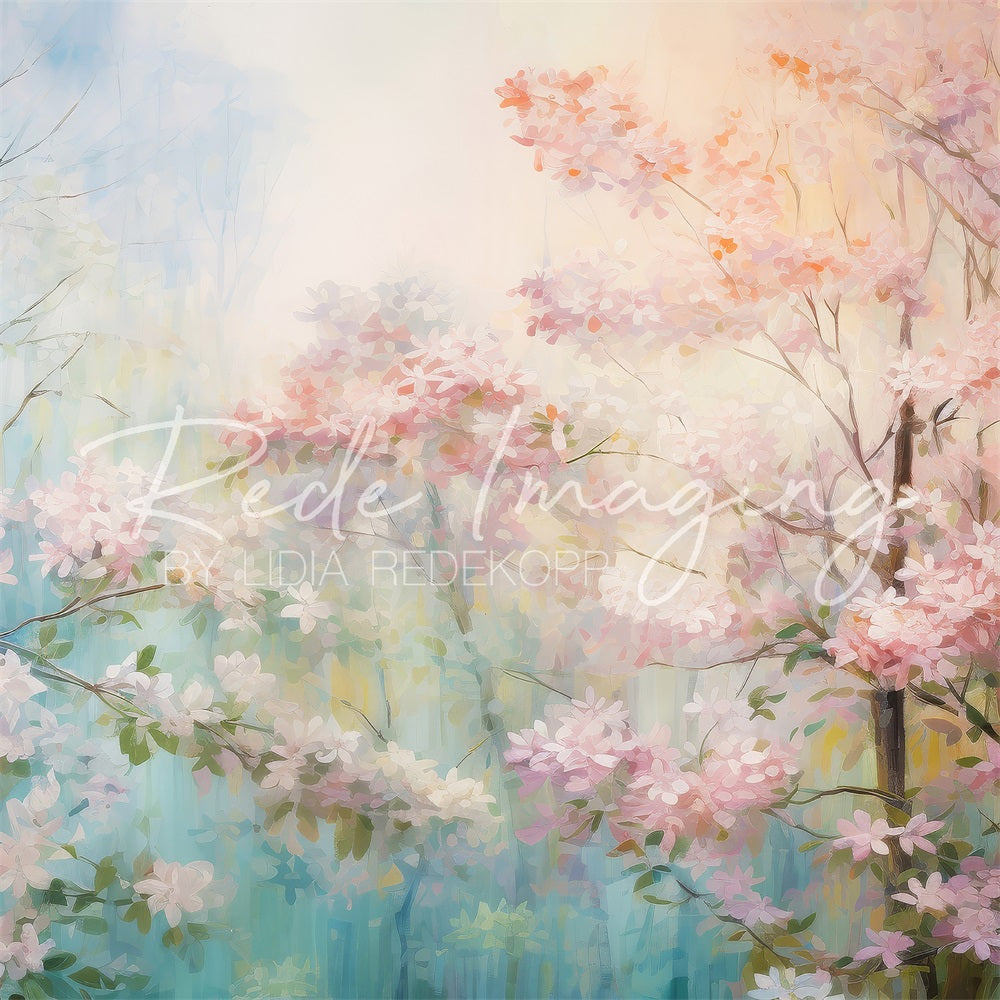 Kate Spring Fantasy Art Pink Soft Floral Forest Backdrop Designed by Lidia Redekopp