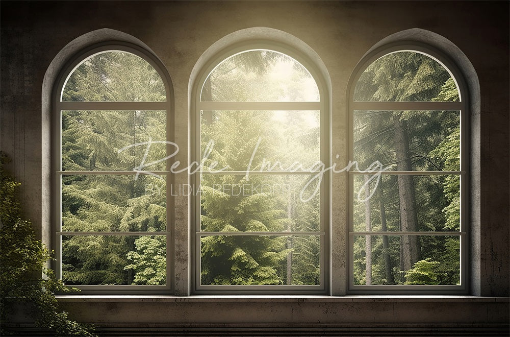 Kate Spring Green Forest Arch Window Backdrop Designed by Lidia Redekopp