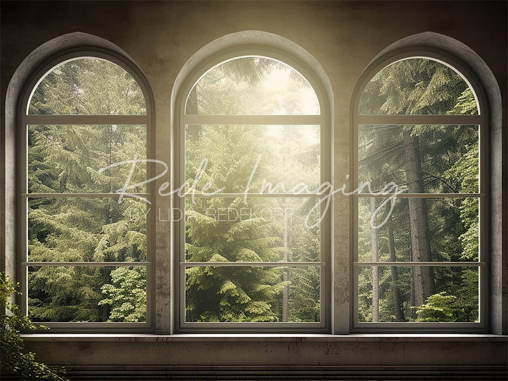 Kate Spring Green Forest Arch Window Backdrop Designed by Lidia Redekopp