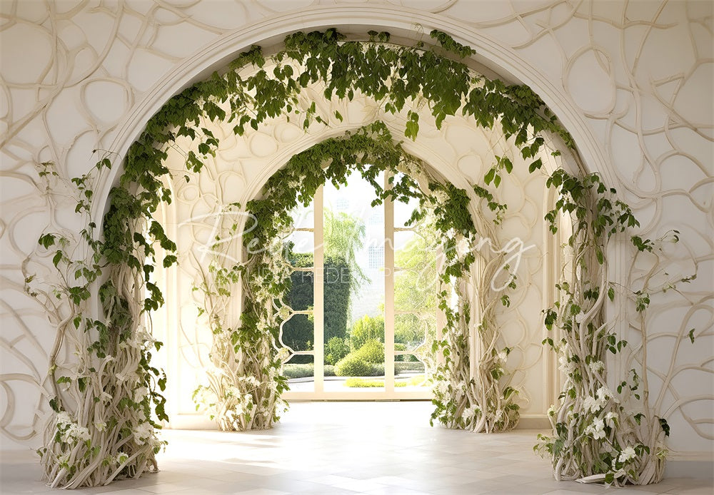 Kate Summer Green Plants White Indoor Arch Backdrop Designed by Lidia Redekopp