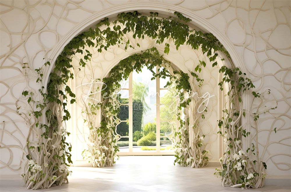 Kate Summer Green Plants White Indoor Arch Backdrop Designed by Lidia Redekopp