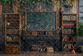 Kate Brown Back to school Blackboard Book Desk Printed Backdrop Designed by Emetselch