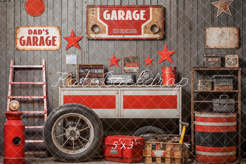 Kate Father's Day Red Star Tool Garage Backdrop Designed by Emetselch