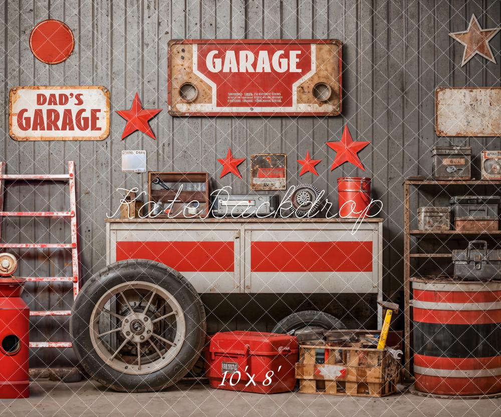 Kate Father's Day Red Star Tool Garage Backdrop Designed by Emetselch