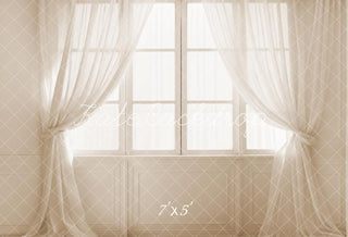 Kate White Curtain Vintage Frame Window Printed Backdrop Designed by Emetselch