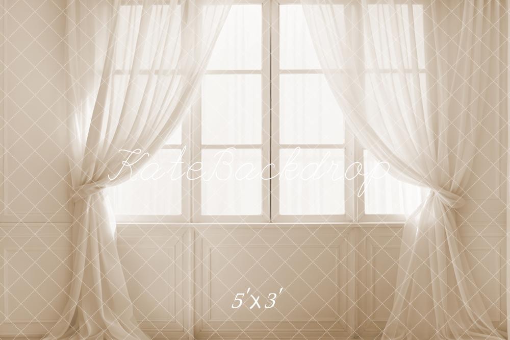 Kate White Curtain Vintage Frame Window Backdrop Designed by Emetselch